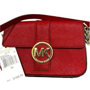 Michael Kors Red Leather Messenger Purse